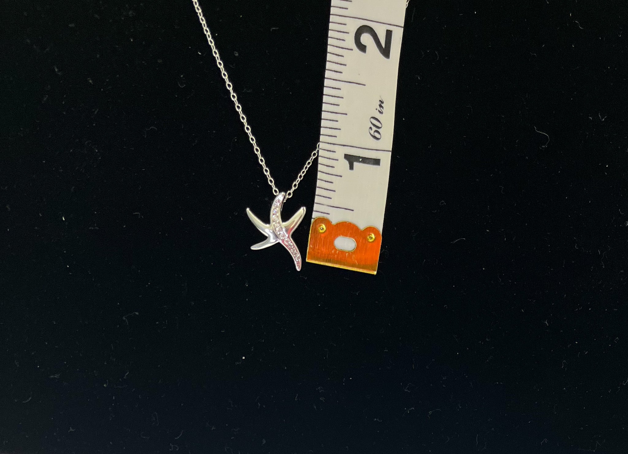 Silver Tone and Crystal Small Starfish Necklace - Reed House of Jewels