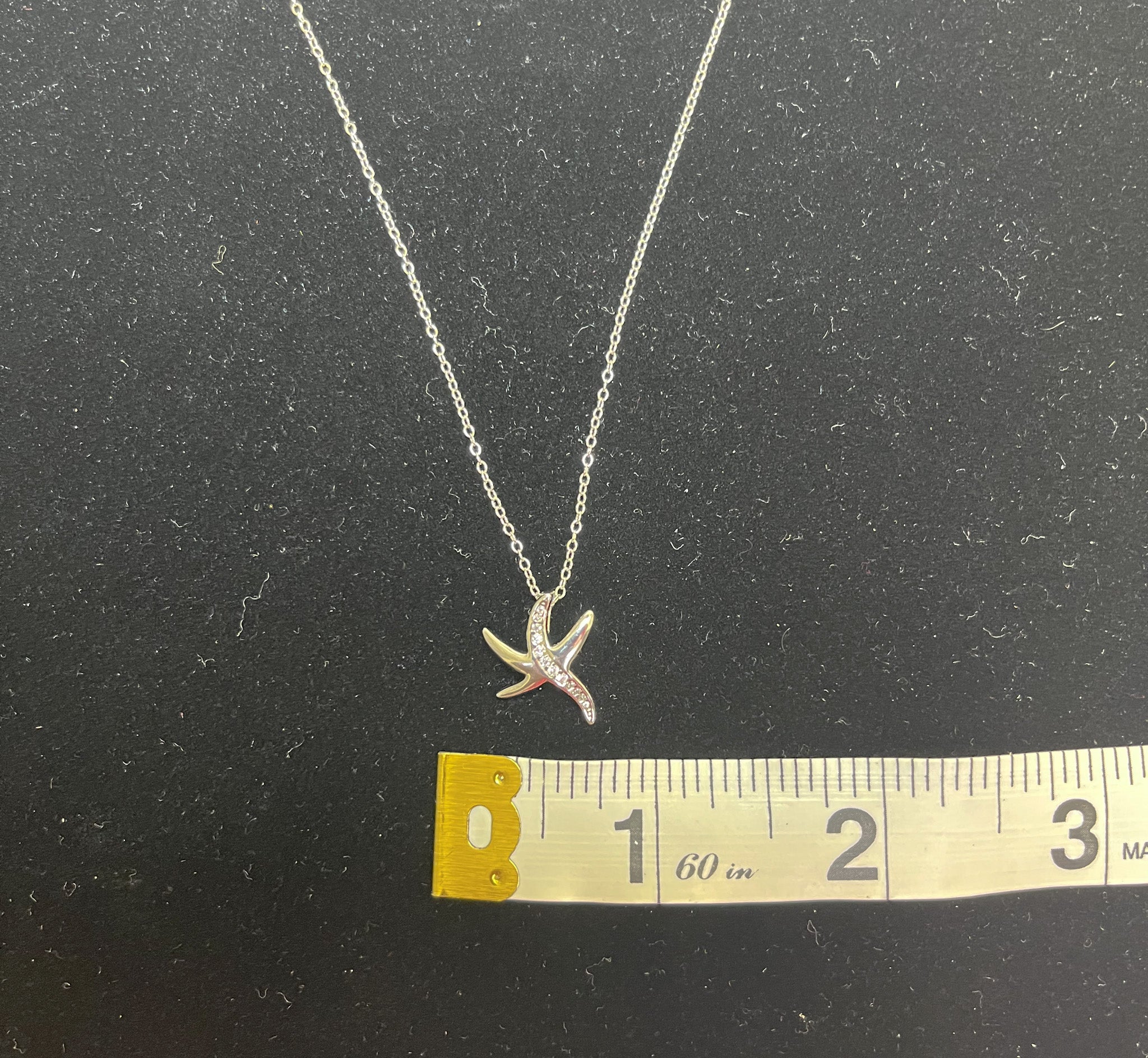 Silver Tone and Crystal Small Starfish Necklace - Reed House of Jewels