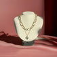 Two Layer Chunky Gold Tone Necklace with Square Stone - Reed House of Jewels