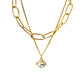 Two Layer Chunky Gold Tone Necklace with Square Stone - Reed House of Jewels