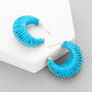 Teal Raffia Wrapped Hoop Earrings - Reed House of Jewels