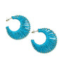 Teal Raffia Wrapped Hoop Earrings - Reed House of Jewels