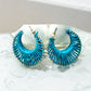 Teal Raffia Wrapped Hoop Earrings - Reed House of Jewels