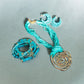 Teal Raffia Wrapped Hoop Earrings - Reed House of Jewels