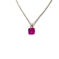 Gold Tone and Fuchsia Square Pendant Necklace - Reed House of Jewels