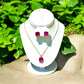 Gold Tone and Fuchsia Square Pendant Necklace - Reed House of Jewels