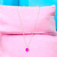 Gold Tone and Fuchsia Square Pendant Necklace - Reed House of Jewels