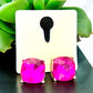 Gold Tone and Fuchsia Square Earrings - Reed House of Jewels