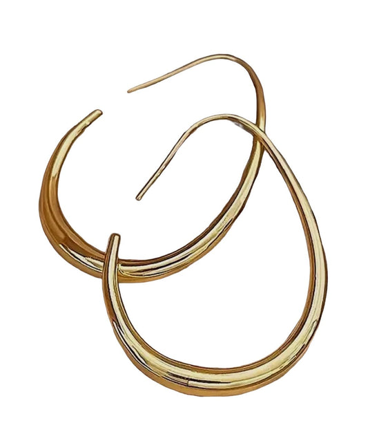 Gold Tone Teardrop Hoop Earrings - Reed House of Jewels