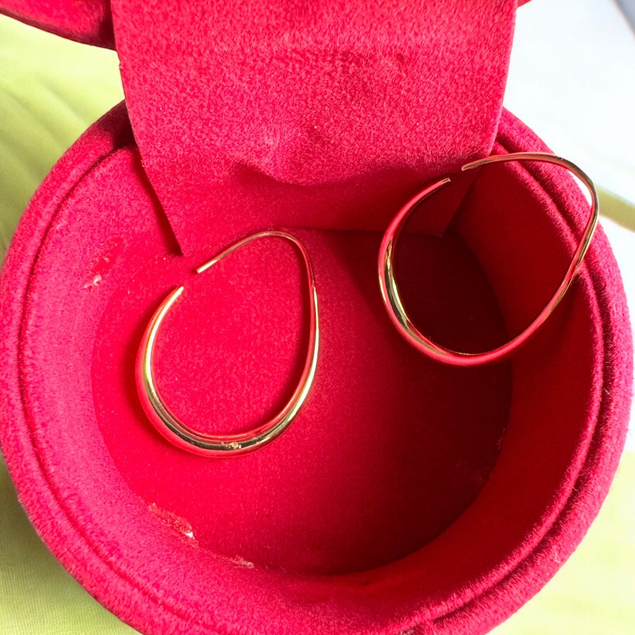 Gold Tone Teardrop Hoop Earrings - Reed House of Jewels