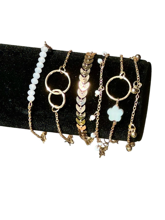 Gold Tone 6 pc Stackable Bracelet Set - Reed House of Jewels