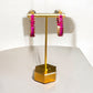 Magenta Crystal and Gold Tone Hoop Earrings - Reed House of Jewels