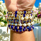 Blue and Pearl 7 Pcs Charm Bracelet Stack - Reed House of Jewels