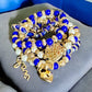 Blue and Pearl 7 Pcs Charm Bracelet Stack - Reed House of Jewels