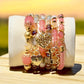 Mauve Glass Bead 6 Pcs Charm Bracelet Stack - Reed House of Jewels