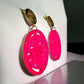 Hot Pink Geometric Shou Pattern Double Drop Earrings - Reed House of Jewels