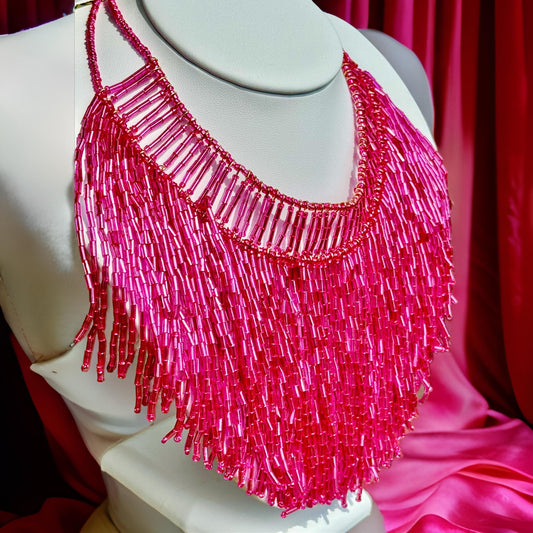 Magenta Beaded Choker Necklace - Reed House of Jewels