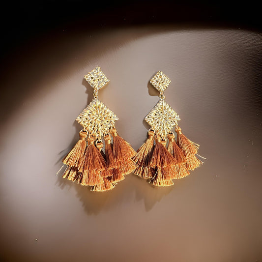 Brown Tassel Earrings - Reed House of Jewels