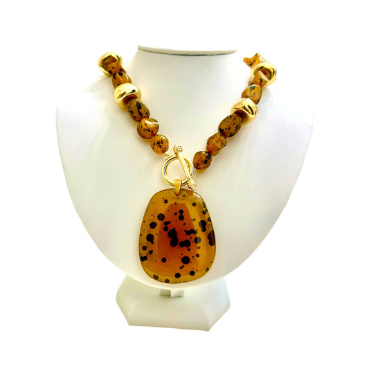 Light Amber pendant stone necklace - Reed House of Jewels