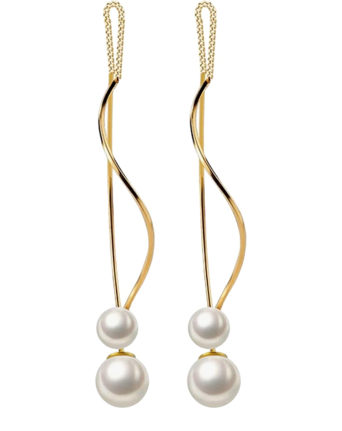 Pearl and Gold Spiral Theader Earrings - Reed House of Jewels