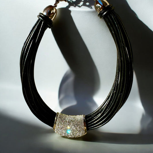 Black Leather Multi Strand Necklace - Reed House of Jewels