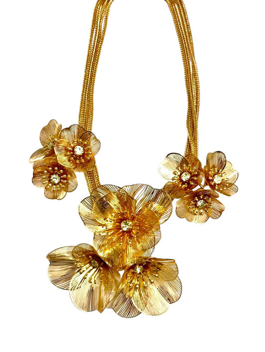 Filigree Crystal Floral Statement Necklace - Reed House of Jewels