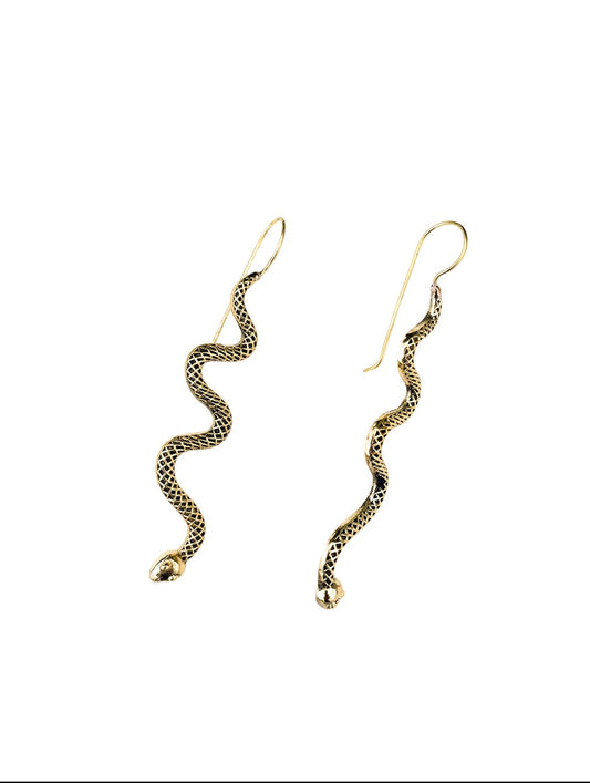 Serpent Brass Earrings - Reed House of Jewels