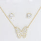 Gold Tone and Crystal Small Butterfly Necklace/Earring Set - Reed House of Jewels