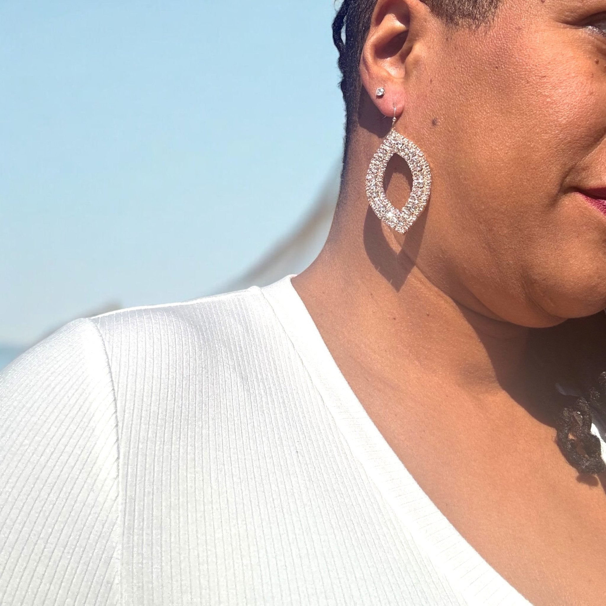 Crystal Large Oval Drop Earrings - Reed House of Jewels