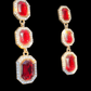 Red Rhinestone Octagon Drop Earrings - Reed House of Jewels