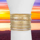 Gold Tone Textured Metal Bangle Stack - Reed House of Jewels