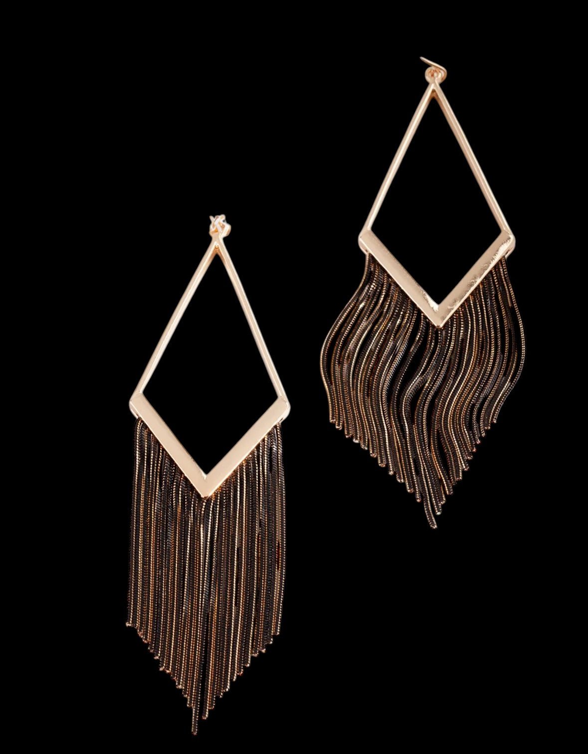 Black and Gold Tassel Earrings - Reed House of Jewels