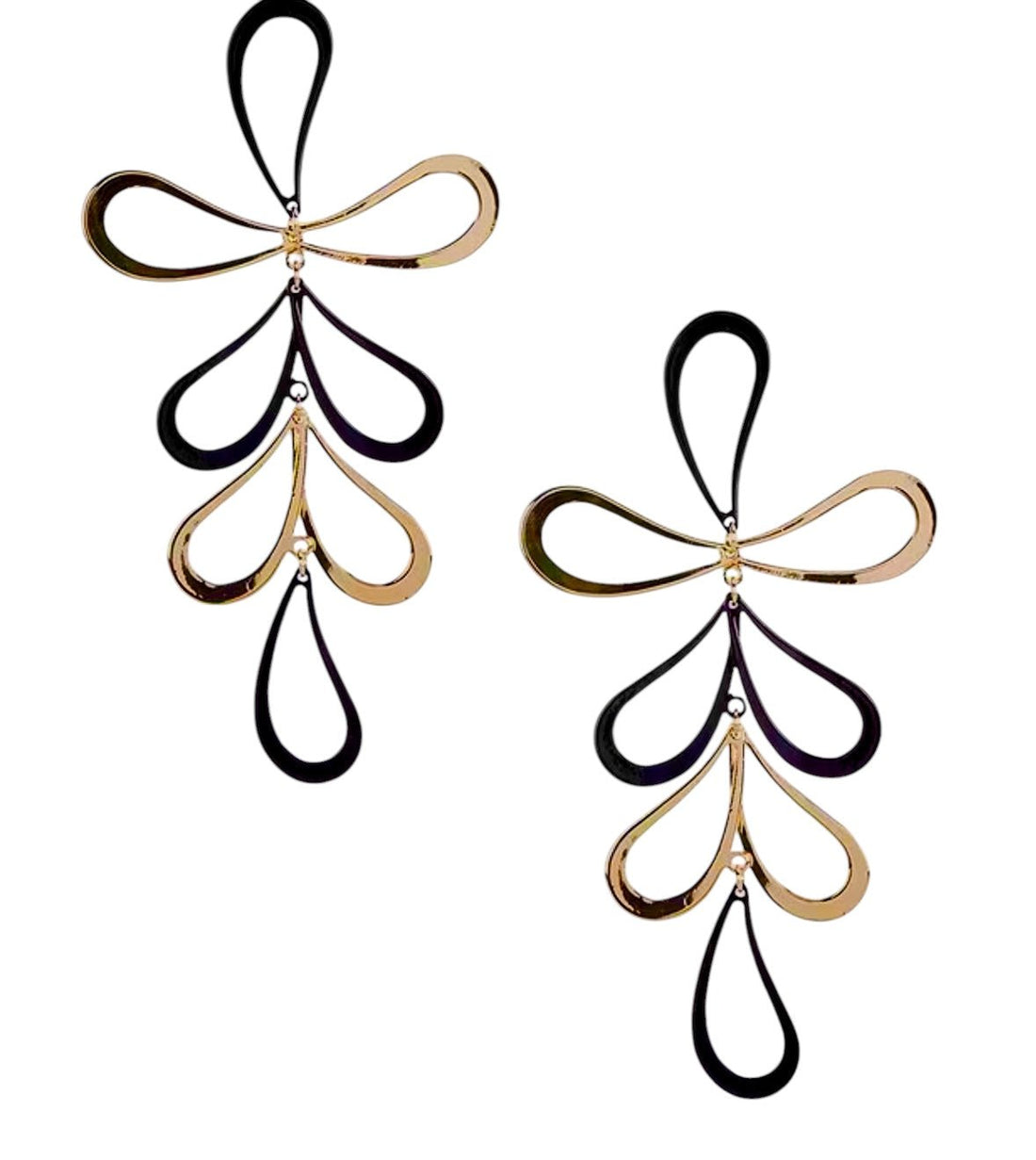Black and Gold Floral Earrings - Reed House of Jewels