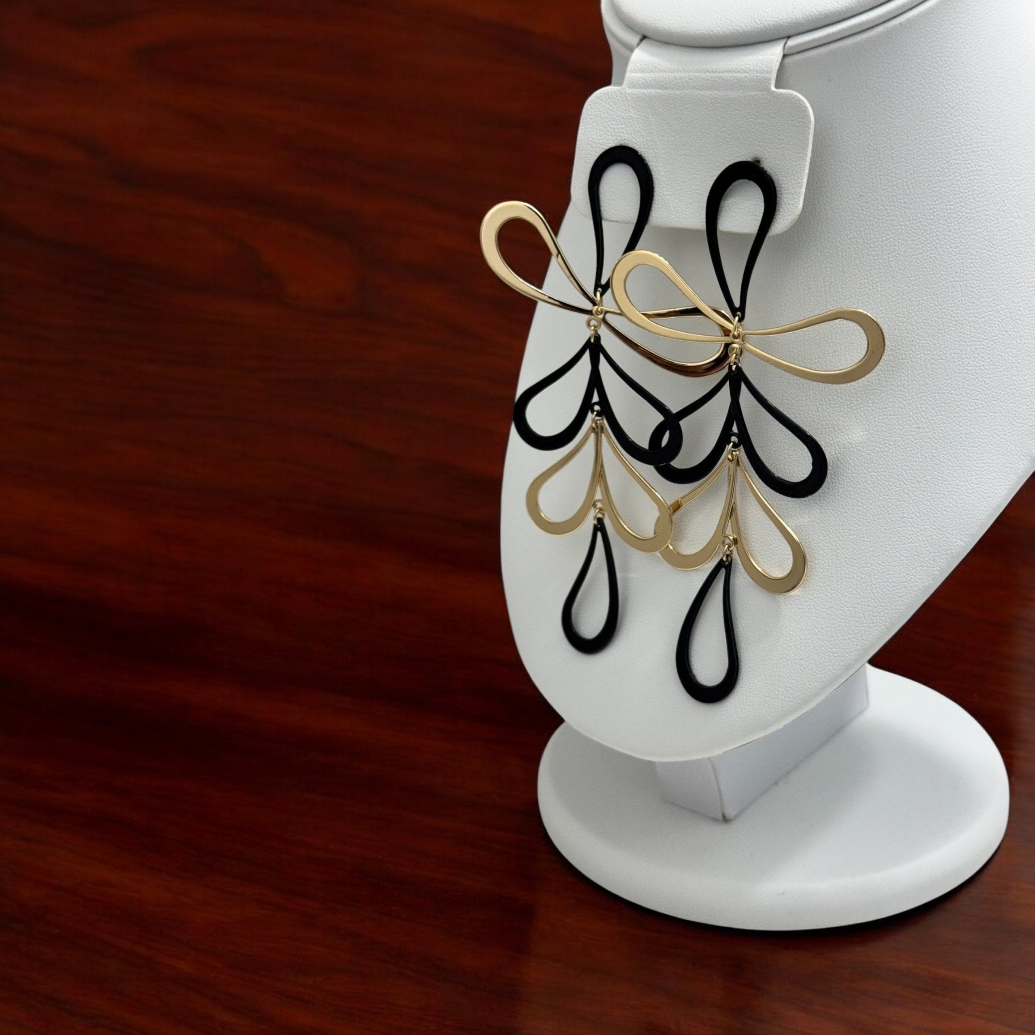 Black and Gold Floral Earrings - Reed House of Jewels