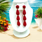 Red Beaded Ball Drop Earrings - Reed House of Jewels