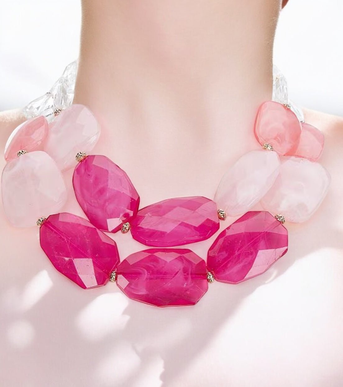 Pink Two Row Slab Statement Necklace - Reed House of Jewels