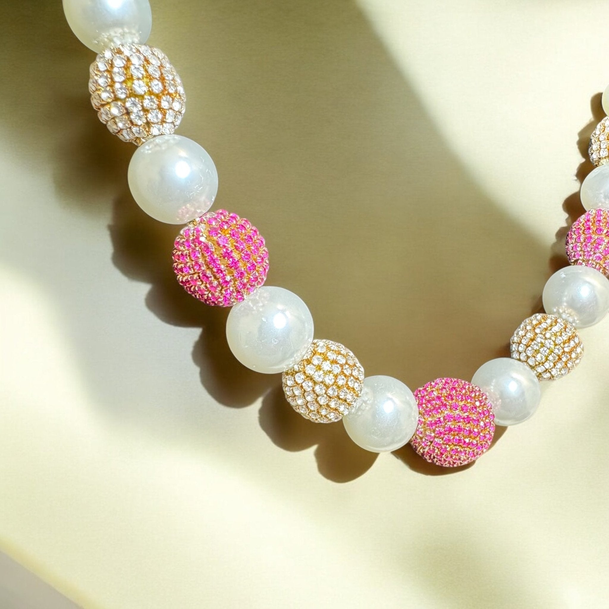 Pearl and Rhinestone Ball Collar Necklace - Reed House of Jewels