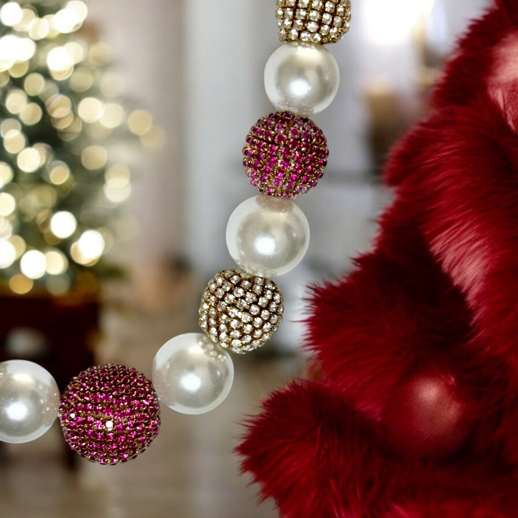 Pearl and Rhinestone Ball Collar Necklace - Reed House of Jewels