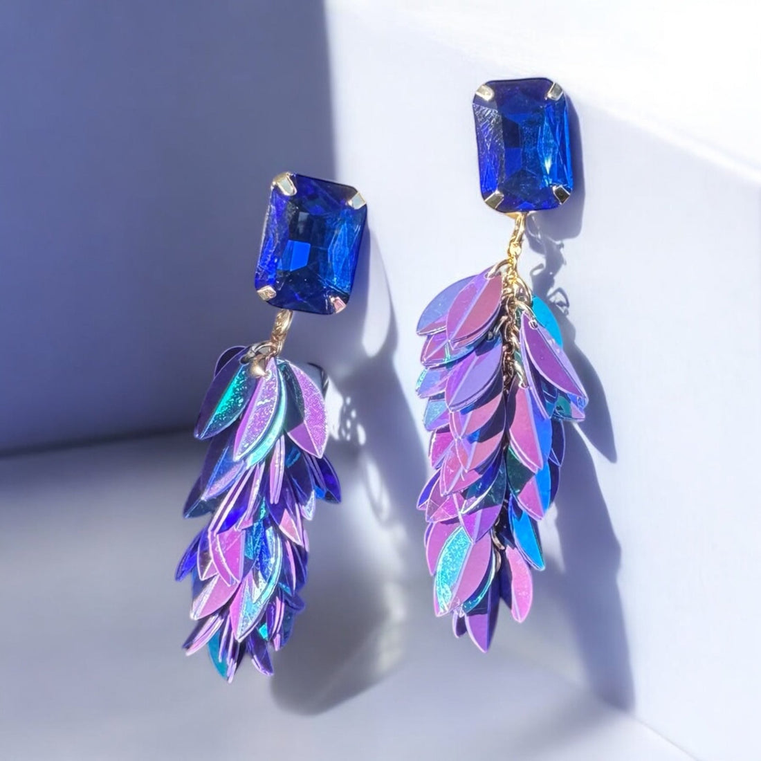 Blue and Purple Cascade Drop Earrings - Reed House of Jewels