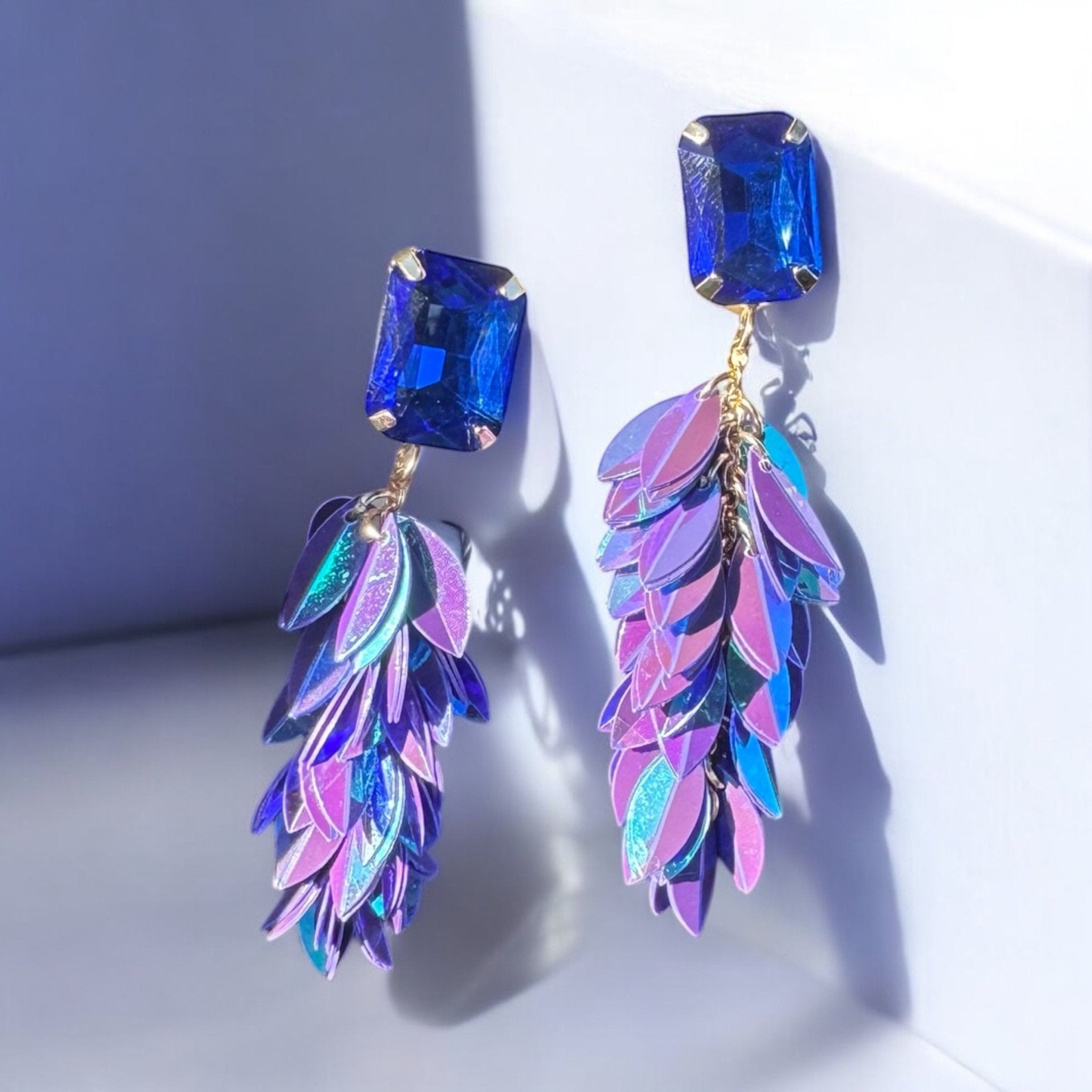 Blue and Purple Cascade Drop Earrings - Reed House of Jewels