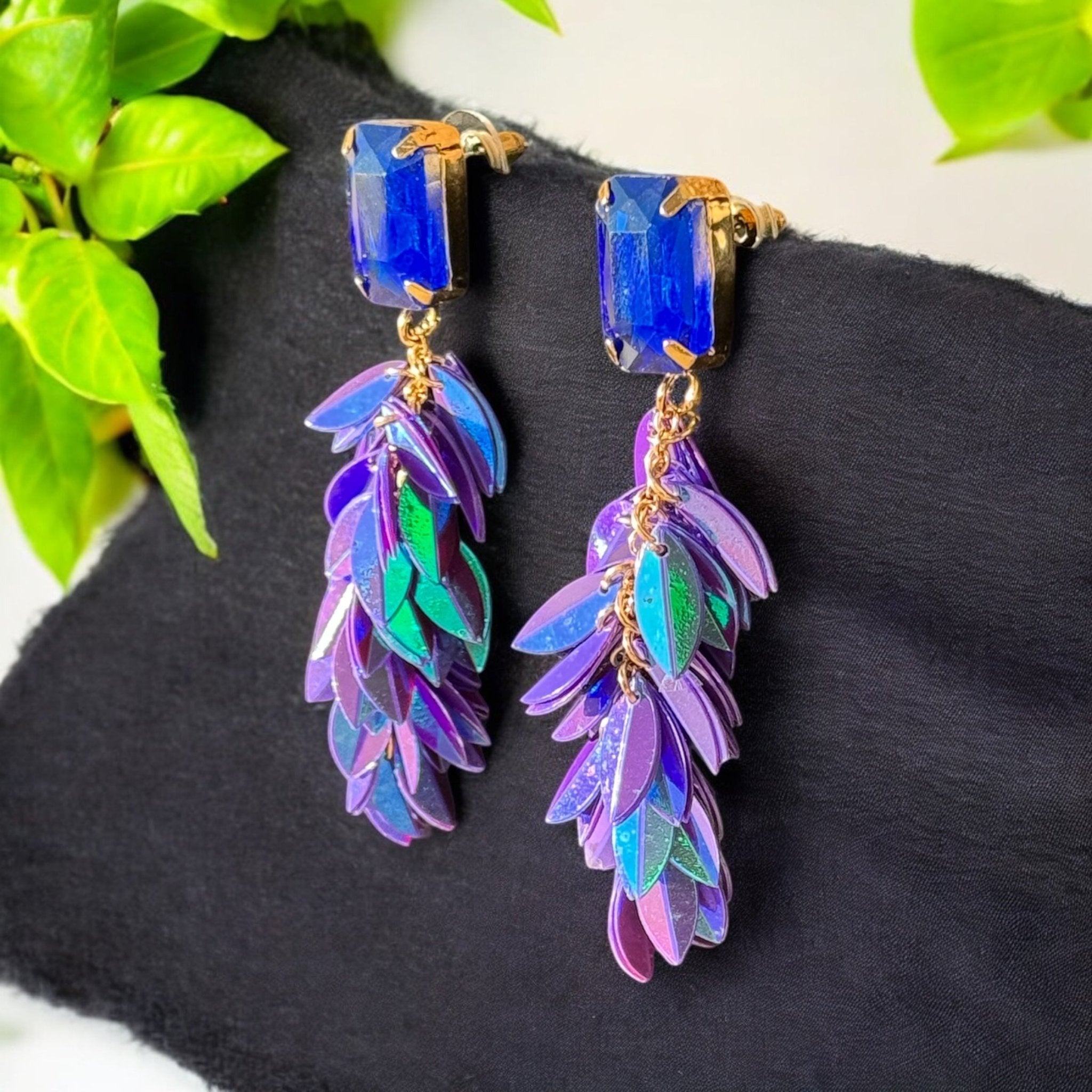 Blue and Purple Cascade Drop Earrings - Reed House of Jewels
