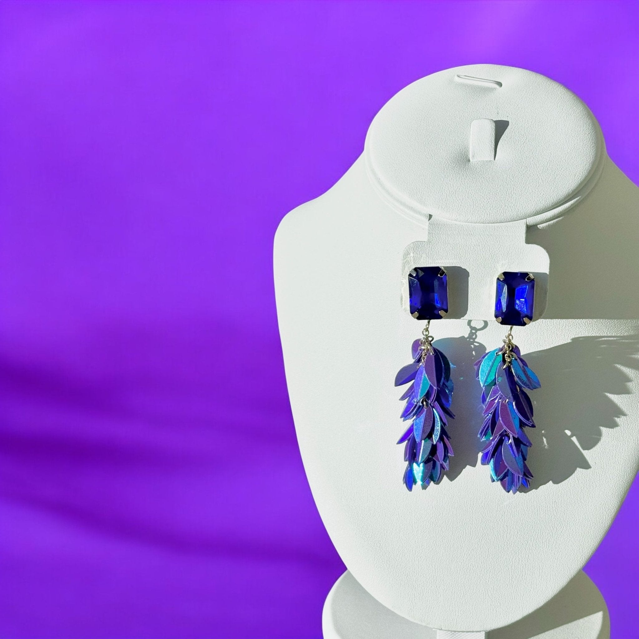 Blue and Purple Cascade Drop Earrings - Reed House of Jewels
