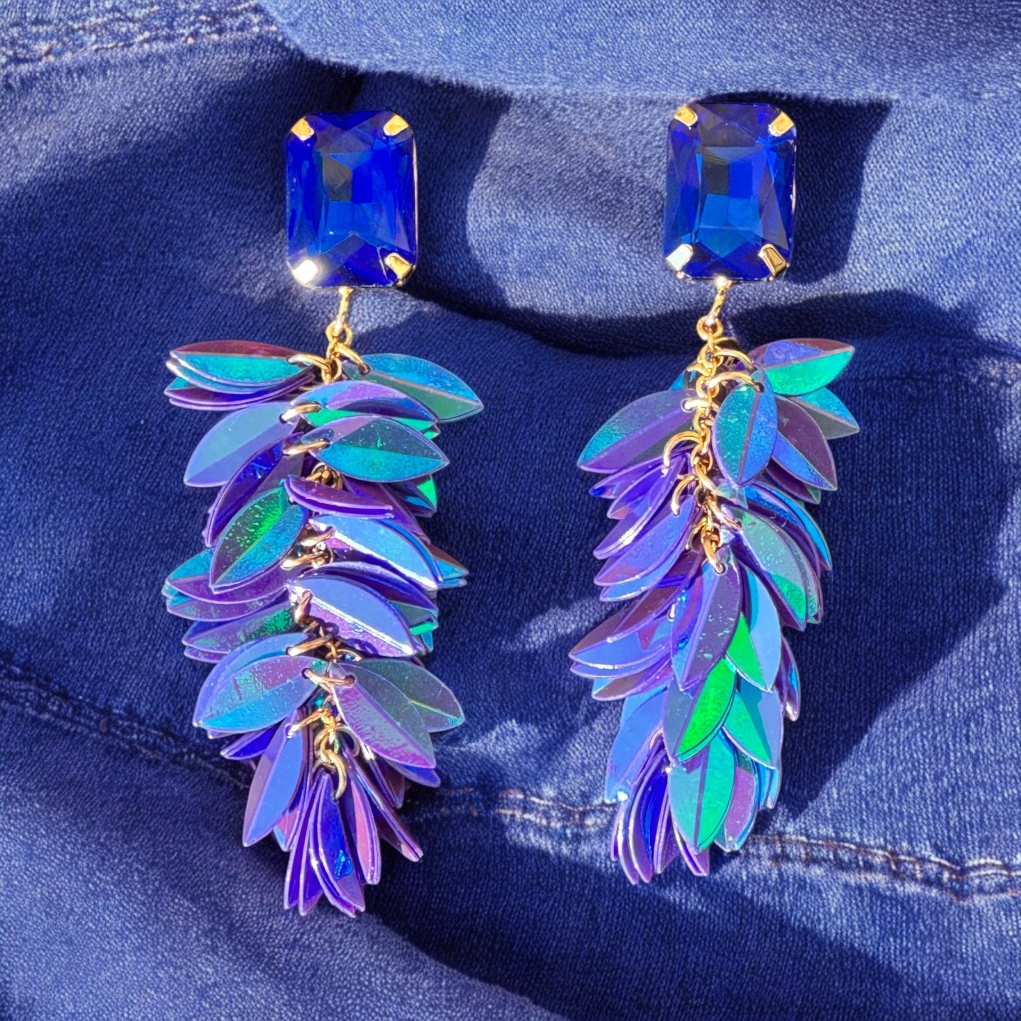 Blue and Purple Cascade Drop Earrings - Reed House of Jewels