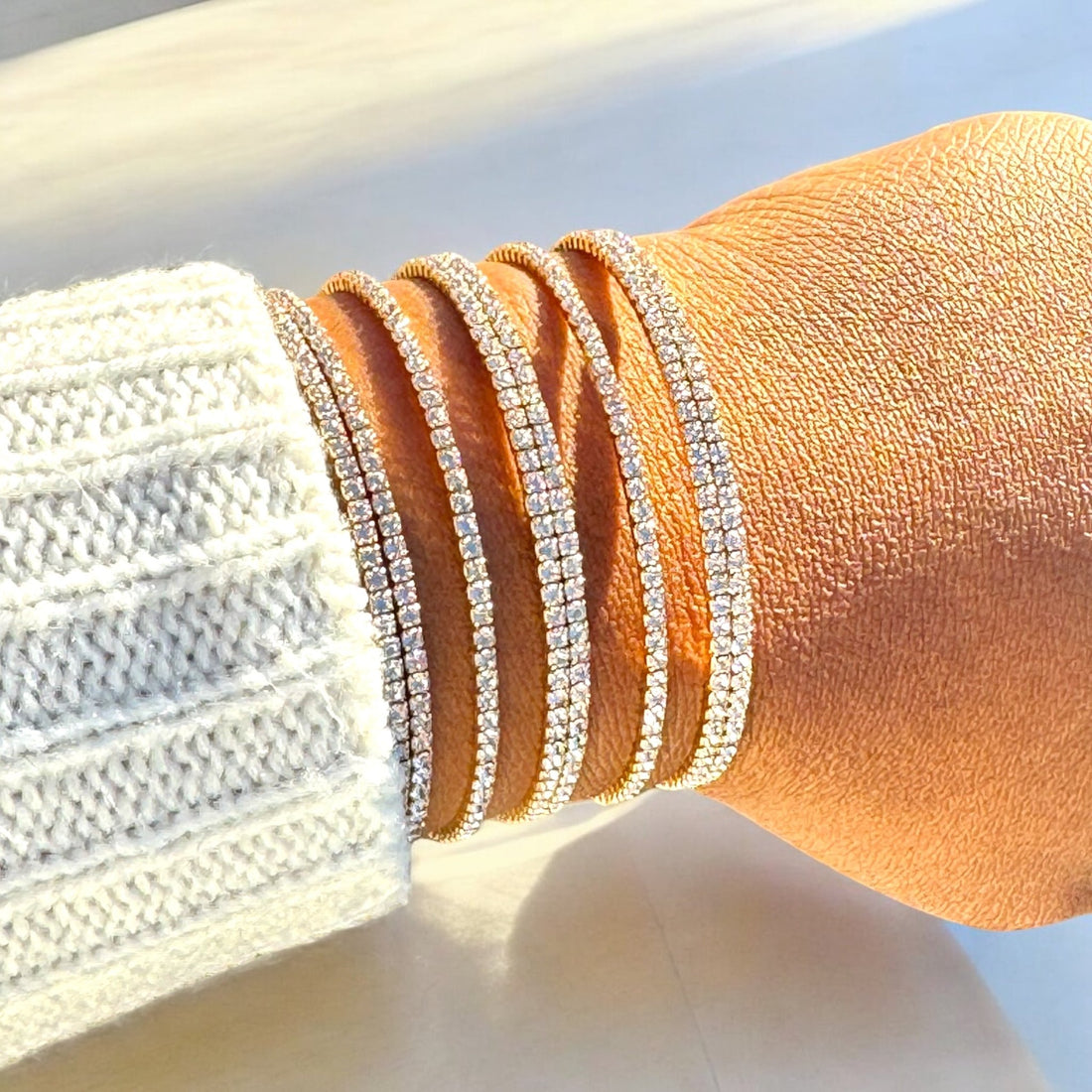 Gold Tone Crystal 5 Inch Cuff Bracelet - Reed House of Jewels