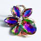 Pink and Green Crystal Flower Hinged Cuff - Reed House of Jewels