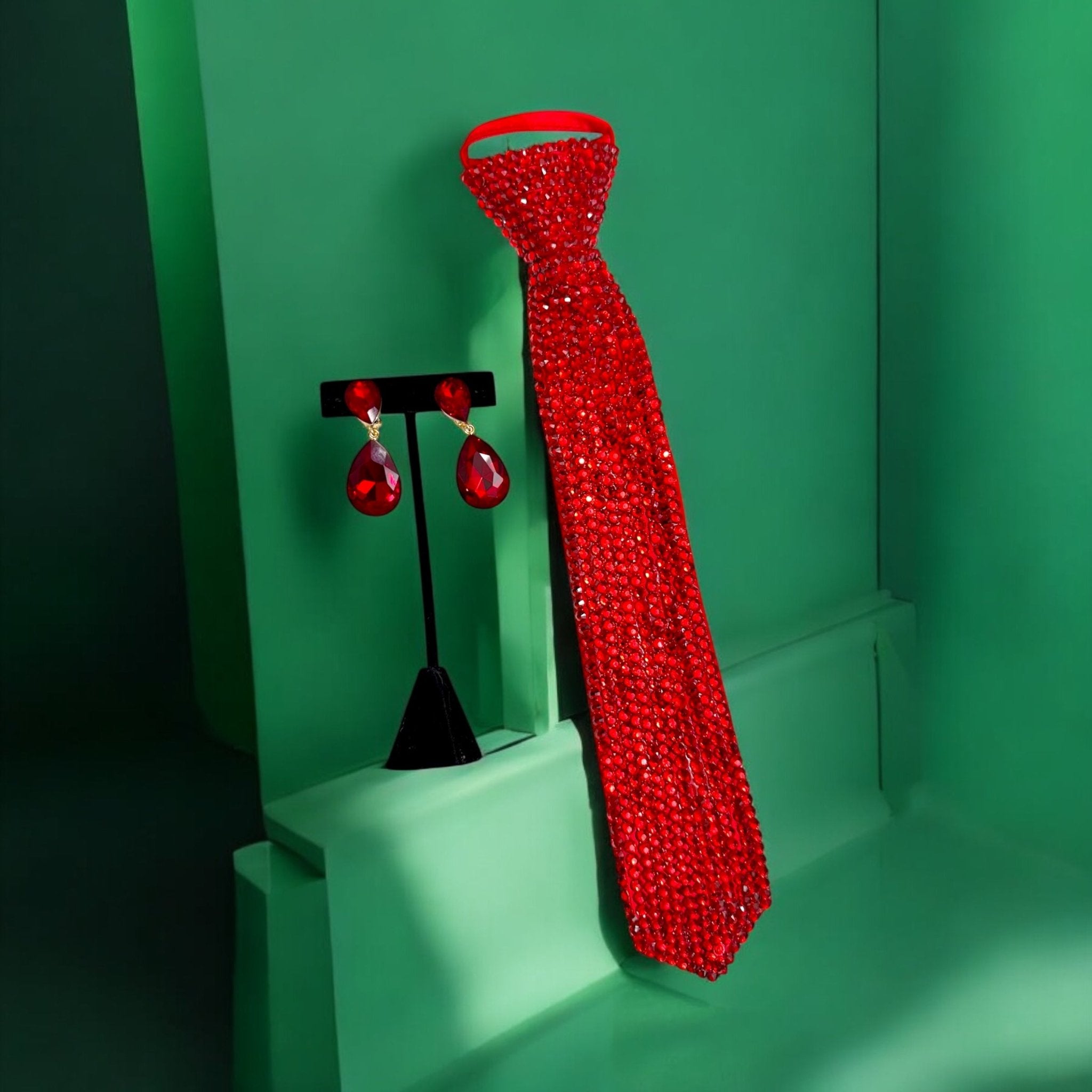 Red Rhinestone Adjustable Neck Tie - Reed House of Jewels