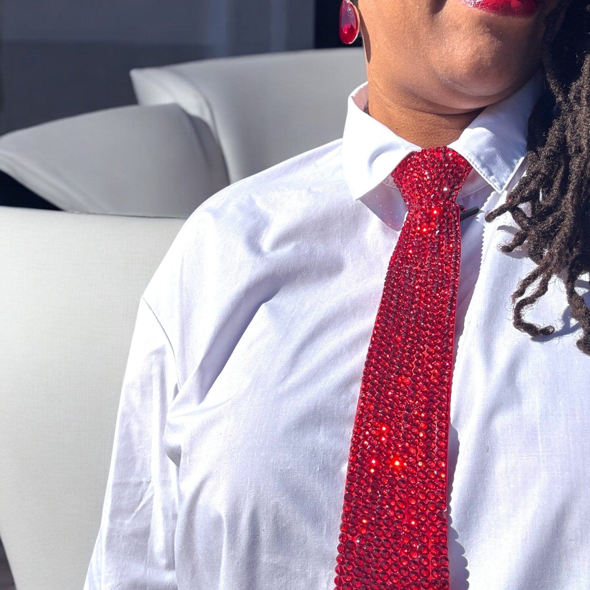 Red Rhinestone Adjustable Neck Tie - Reed House of Jewels