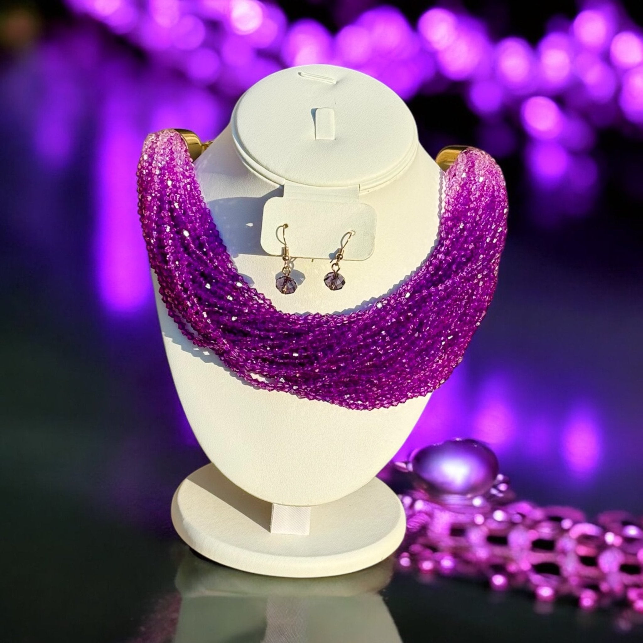 Multi - Strand Purple Bead Necklace - Reed House of Jewels