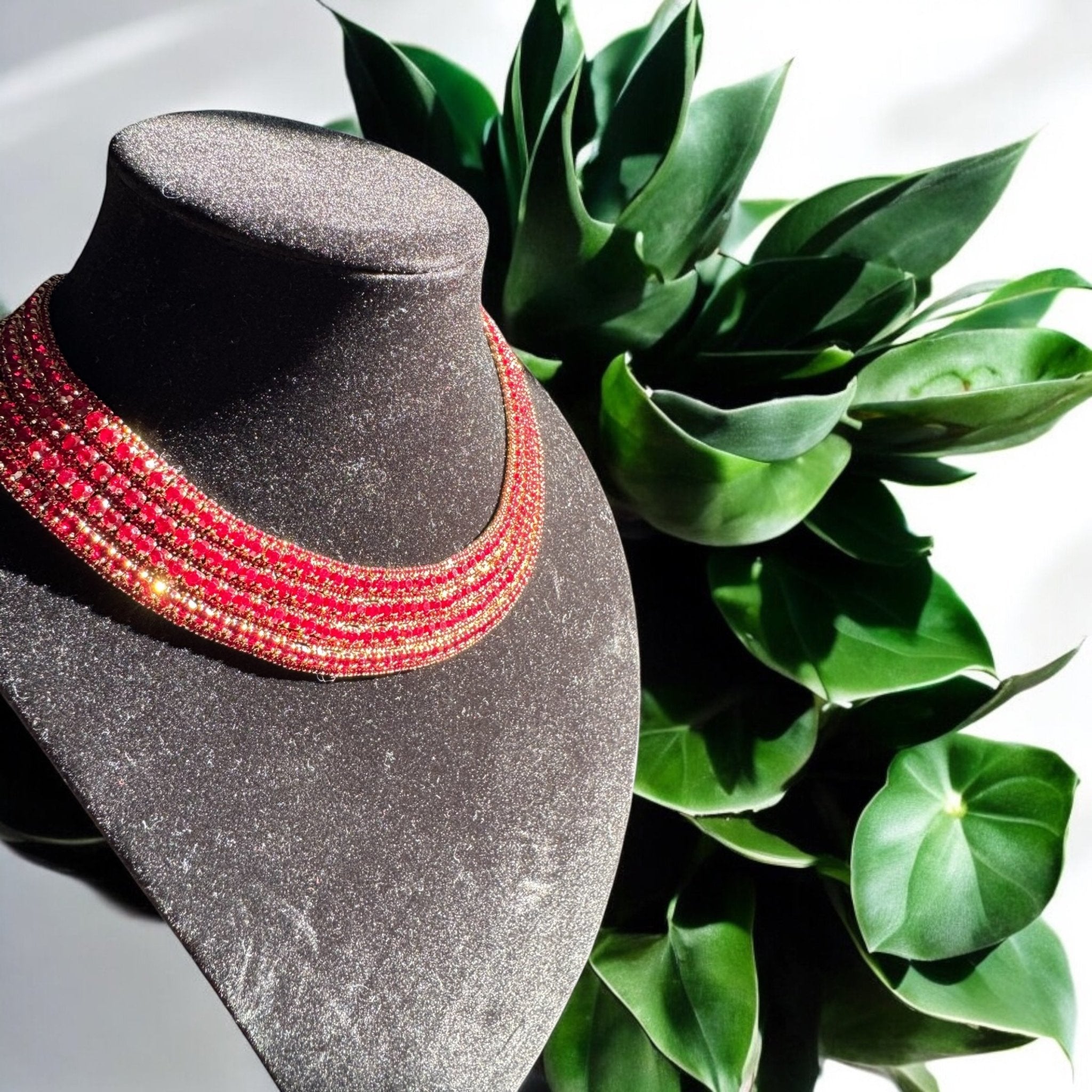 Red Crystal Collar Necklace - Reed House of Jewels