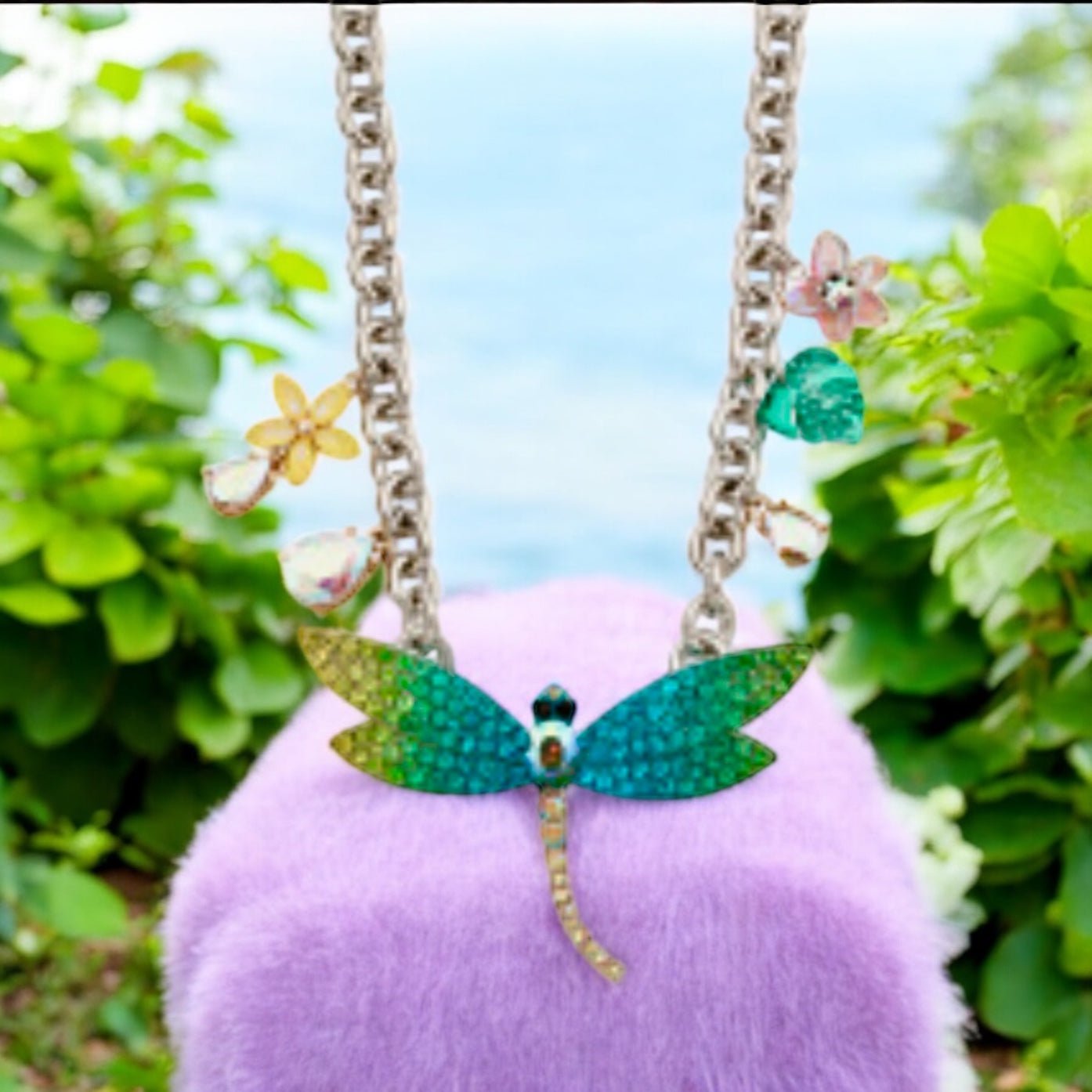 Green Dragonfly Crystal Necklace - Reed House of Jewels